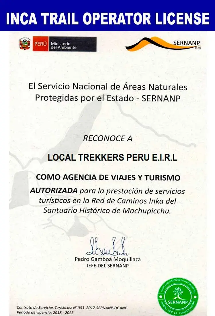 Our Licenses Local Trekkers Peru